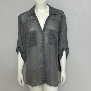 Torrid Sheer Polka Dot Shirt